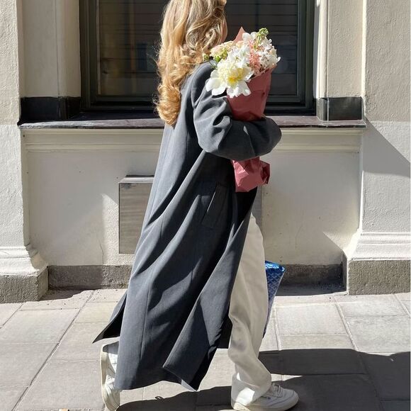 Djerf Avenue Jackets & Blazers - NEW Djerf Avenue Forever Coat Long Button Oversized Blazer in Grey size small